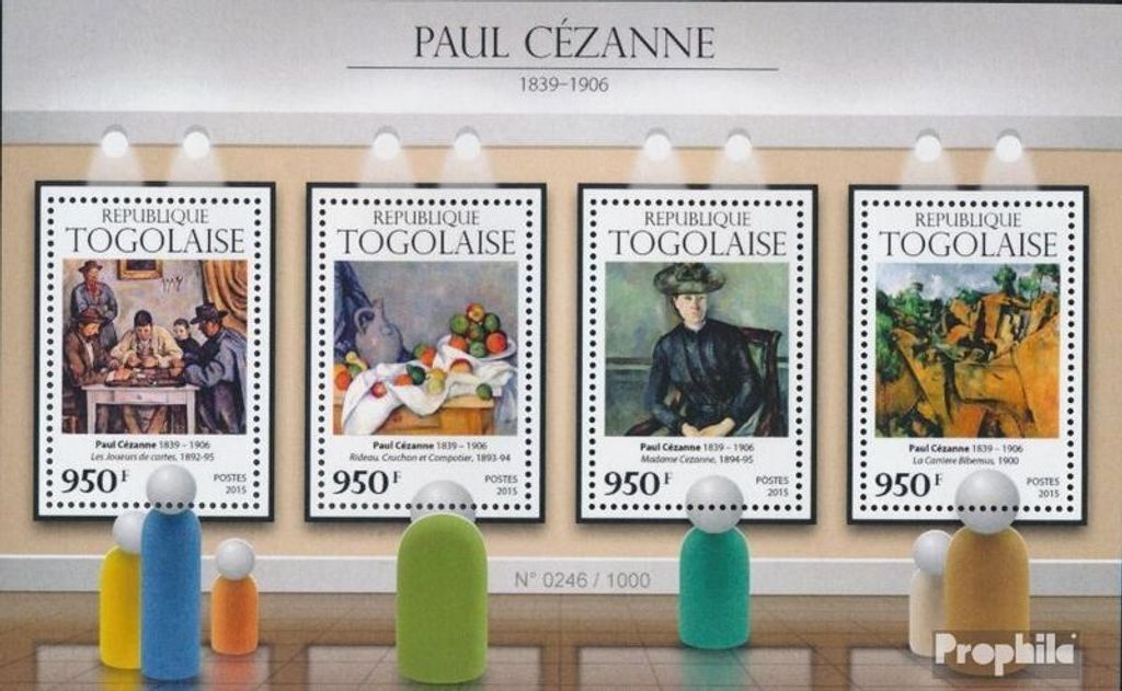 Briefmarken Togo 2015 Mi 7192-7195 Kleinbogen (kompl. Ausgabe) postfrisch Paul Cézanne