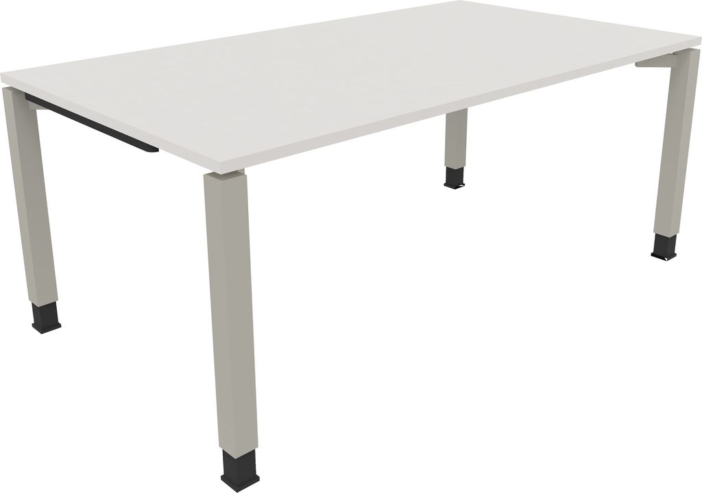 Schreibtisch Vierfuß Quadratrohr B1800xT1000xH680-820 si/Weiß