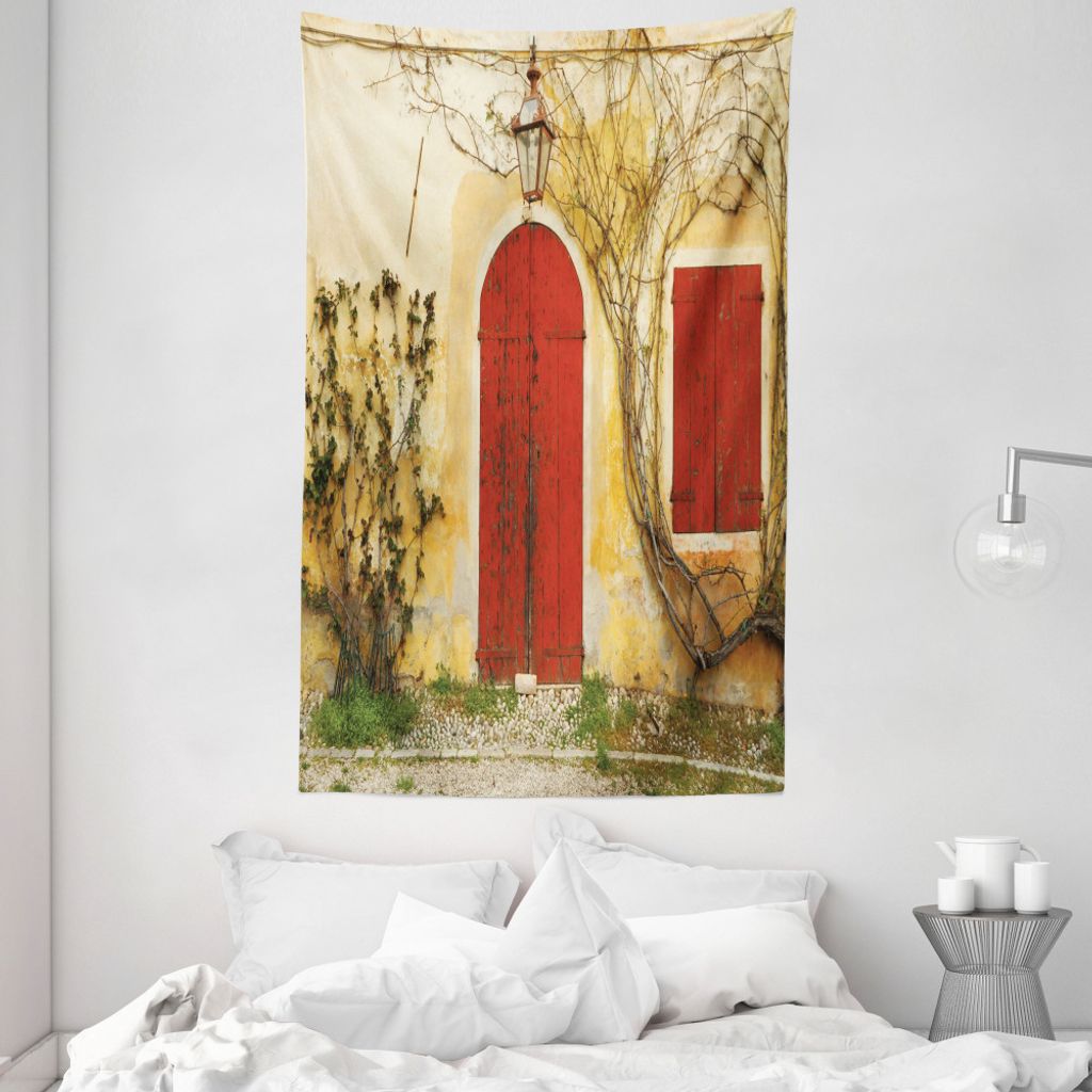 ABAKUHAUS Rustikal Wandteppich und Tagesdecke, Im Alter von Türen Tuscan Haus aus Weiches Mikrofaser Stoff Waschbar ohne Verblassen Digitaldruck, ...