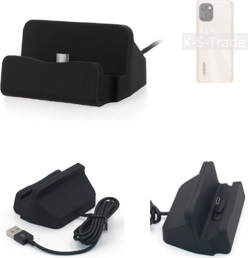 K-S-Trade Docking-Station kompatibel mit UMIDIGI Power 7S Ladestation Dock Ladegerät Docking Station Tischständer Ständer inkl. USB Typ C Kabel