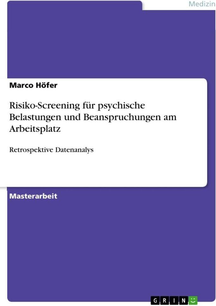 Risiko-Screening für psychische Belastungen und Beanspruchungen am Arbeitsplatz