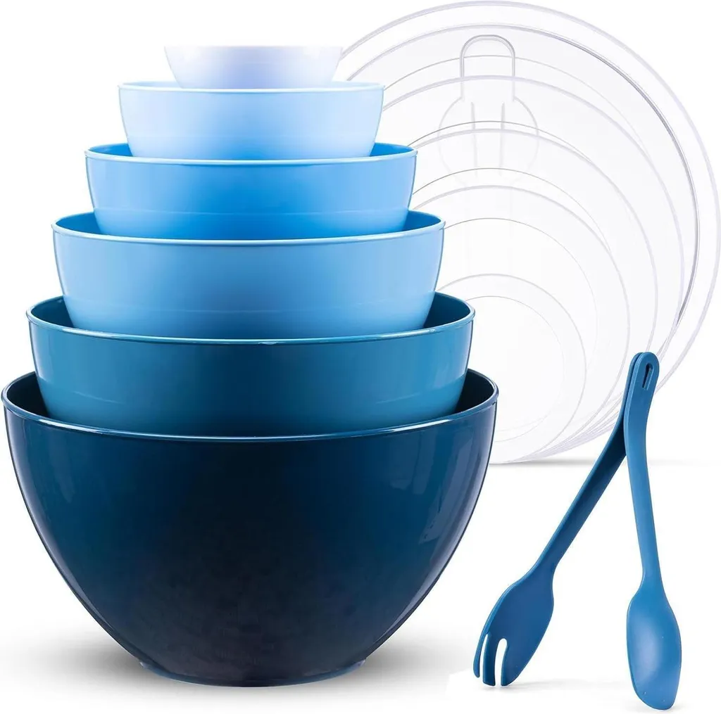 Grand Saladier sans BPA avec Couvercle Luxear - Pack 6 Pièces Empilables