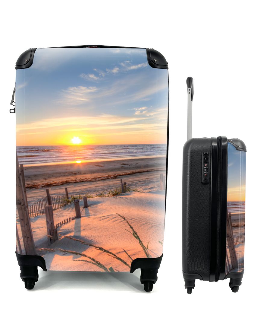 MuchoWow Koffer Handgepäck Trolley Rollkoffer Kleine Reisekoffer mit 4 Rollen - Strand - Meer - Düne - Sonnenuntergang - Landschaft - Cabin Siz...