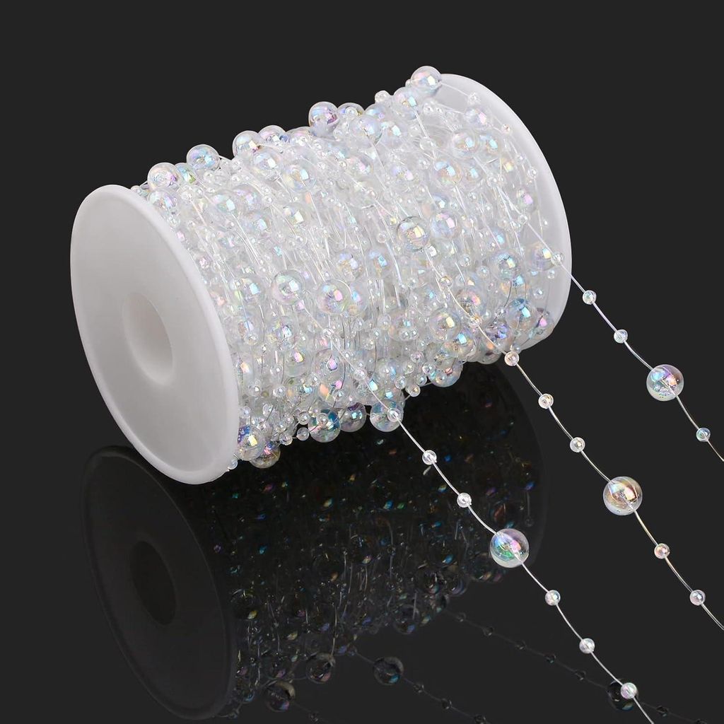 30 Meter Transparente Perlenkette Kristall Acryl Edelsteine Fischleine Girlande - DIY Schmuckleine für Hochzeiten, Heimdekorationen, Weihnachtsfeiern