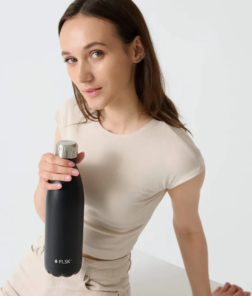 FLSK 1000ml Black: Borraccia di Design in Acciaio Inossidabile