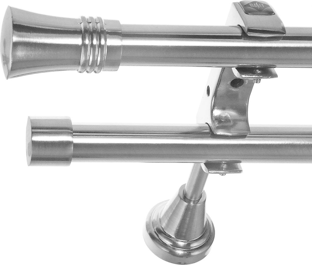 Edelstahl Look Gardinenstange Ø 20mm Wandträger 2-läufig zweiläufig Wandbefestigung Knauf H60 E86E30 RR