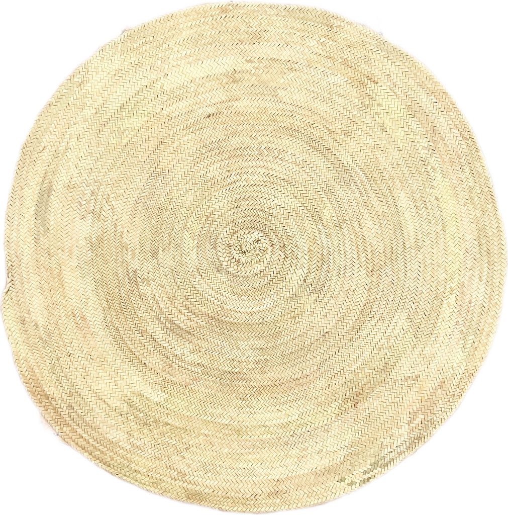 Marrakesch Runder Teppich 120cm handgeknüpft aus Palmenblatt | Teppiche Pampa rund als Boho Wanddeko