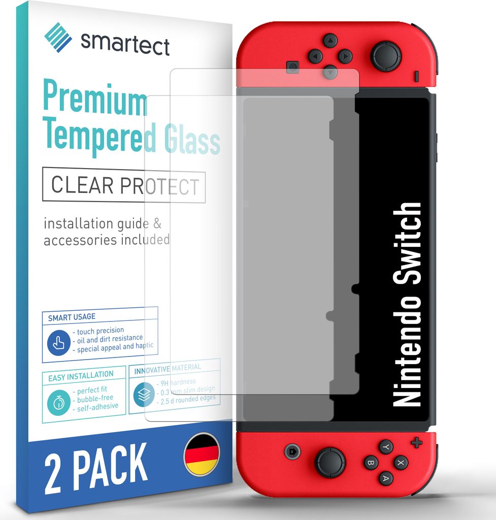 2x Schutzglas Panzerfolie für Nintendo Switch 2019 / 2018 / 2017 Displayschutz