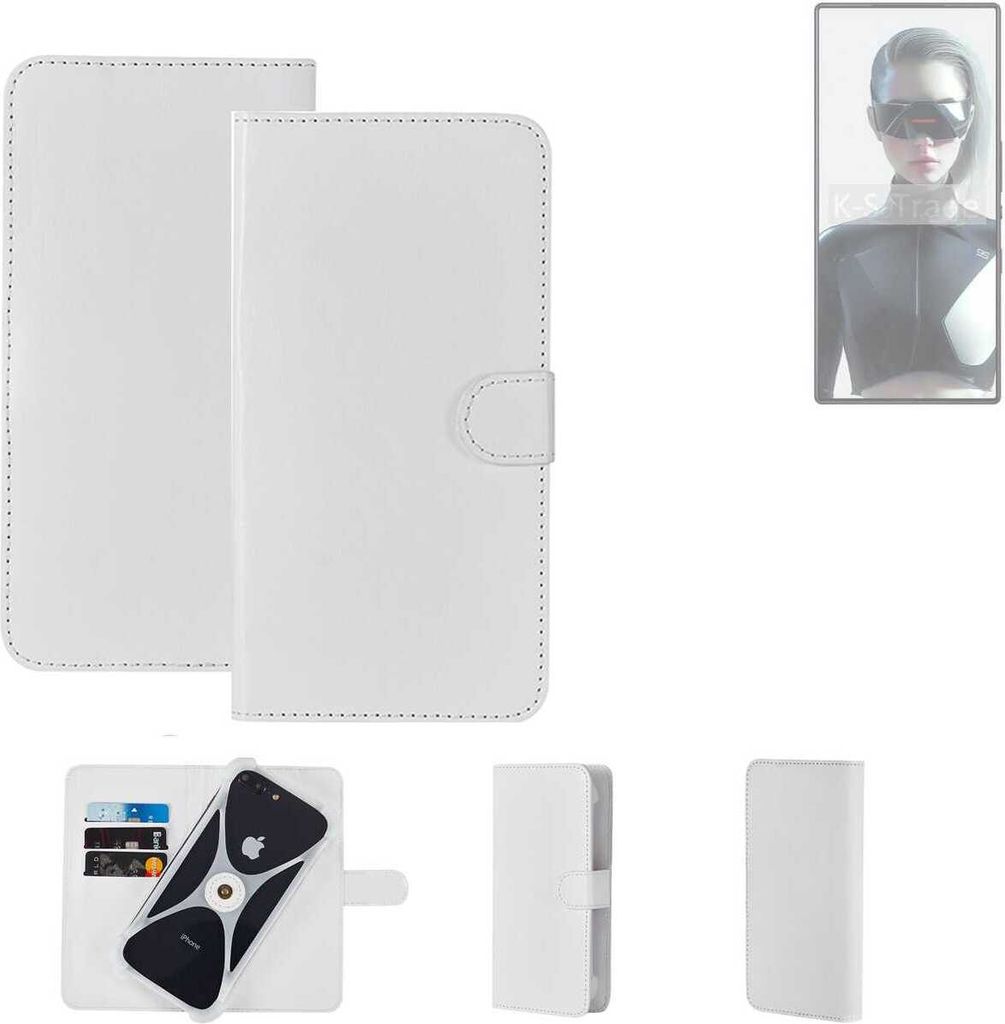 K-S-Trade Handy Hülle Schutz Hülle kompatibel mit Nubia Red Magic 9S Pro+ Cover Case Bookstyle Bumper weiß 1x