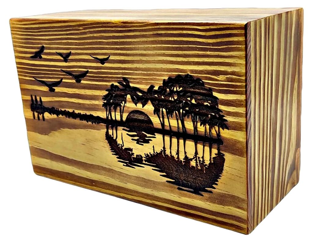 Dekorative Urnen aus Holz, Urnen, Asche, Aufbewahrungsbox, bedruckt, Gitarre, graviertes Design, Asche, Aufbewahrungsbox, Material: Holz, große Er...