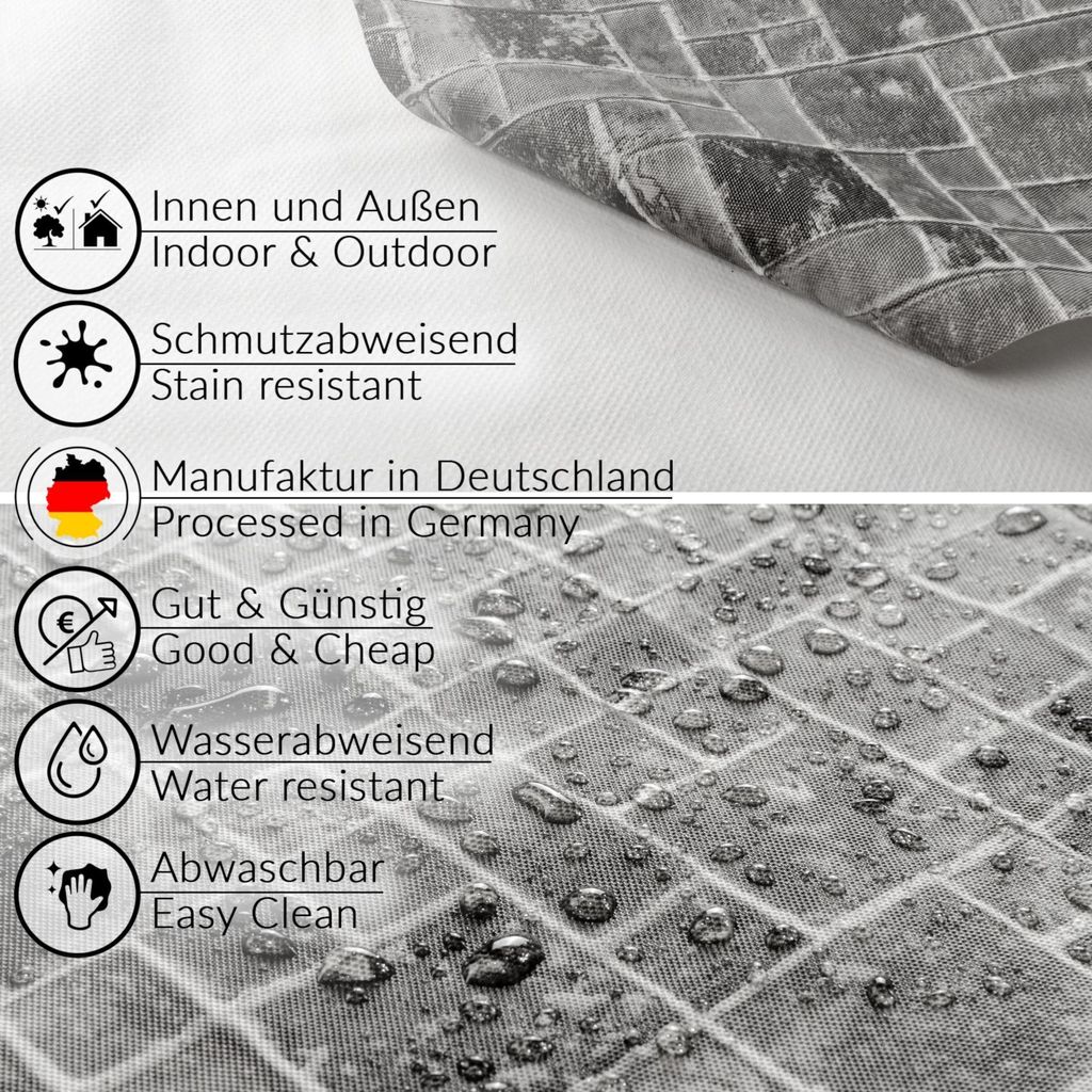 Tischdecke Wachstuch Gestreift Schwarz Robust Wasserabweisend Breite 140 cm Länge 200 cm