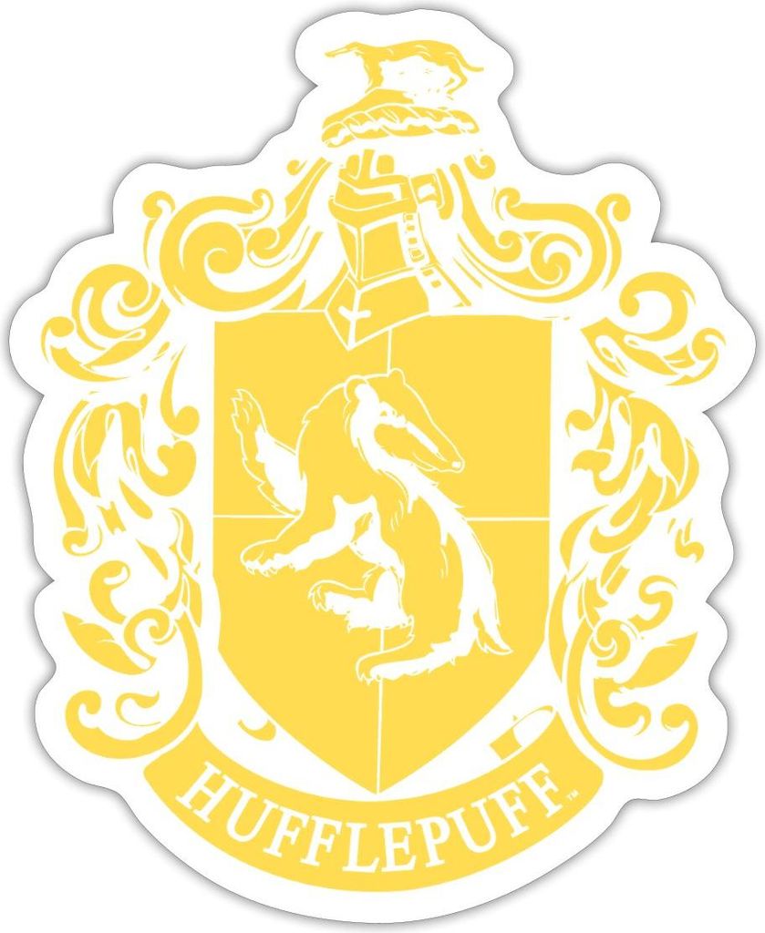 Spreadshirt Harry Potter Hufflepuff Wappen Sticker Aufkleber, 10 x 10 cm, Mattweiß