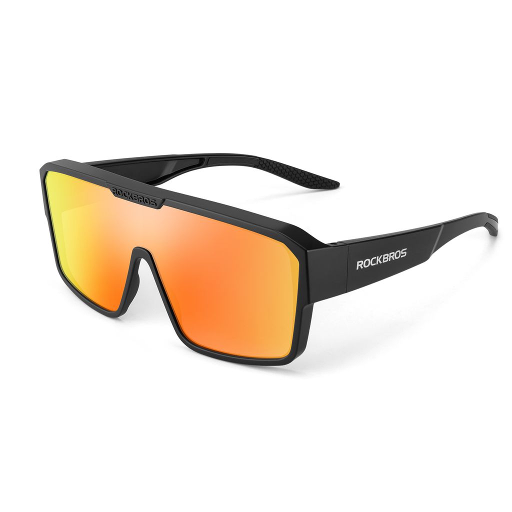 ROCKBROS Überbrille Polarisiert Sonnenbrille Sportbrille für Damen und Herren scharz+rot