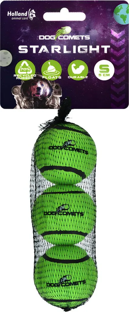 Set 3 Palline per Cani Piccoli Dog Comets Starlight S Verde