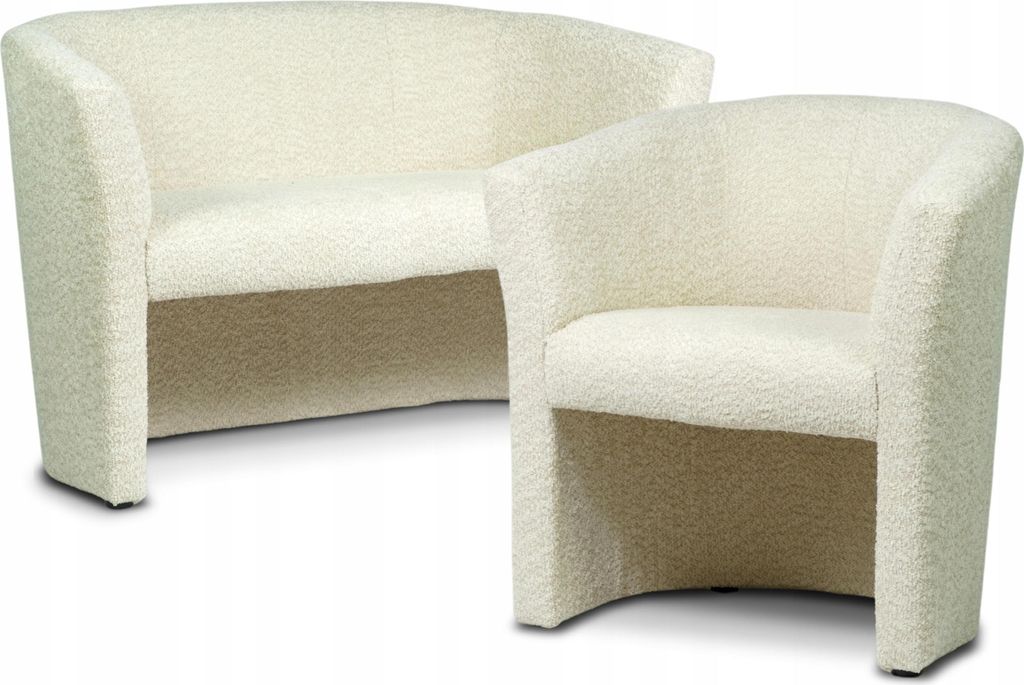 Couchgarnitur - Sofa Set - Beige - Weicher Stoff - 2 Sitzer Sofa - Sessel - Sitzmöbel - Fleckenbeständig - 2-Teilig - CAFE