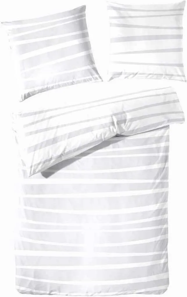 Offerta Hahn Biancheria Letto 135x200 Raso Cotone Onde Grigio