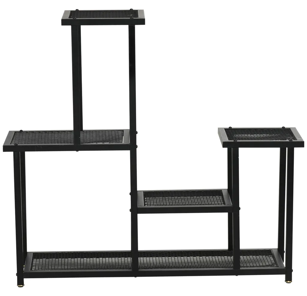 Support fleurs Outsunny résistant aux intempéries 4 niveaux noir - 12