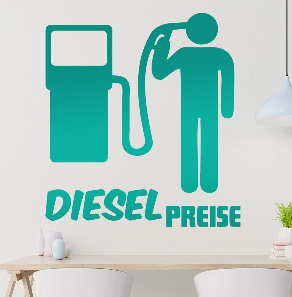 Diesel Preise Wandtattoo in 6 Größen - Wandaufkleber Wall Sticker - Dekoration, Küche, Wohnzimmer, Schlafzimmer, Badezimmer