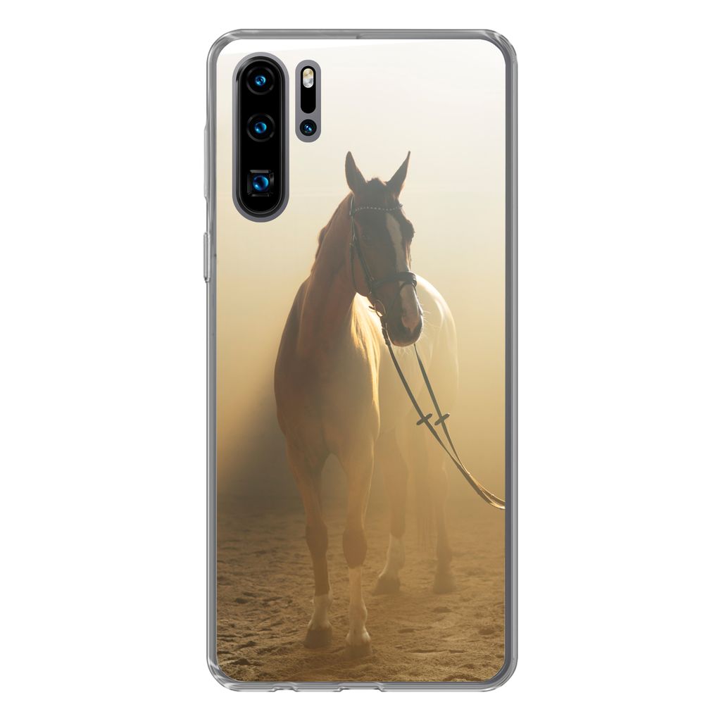 MuchoWow Handyhülle Schutzhülle Hülle für Huawei P30 Pro Pferd - Licht - Sand Silikon Softcase Handy Hülle - Schutzdeckel