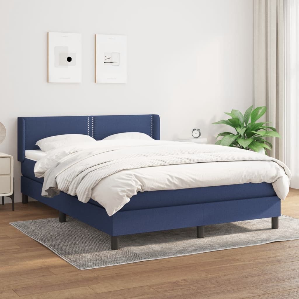 "Rabatt" Boxspringbett mit Matratze - 2 Personen - Strapazierfähiger Stoff - Blau 140x190 cm Stoff - Klassische Betten CC5523