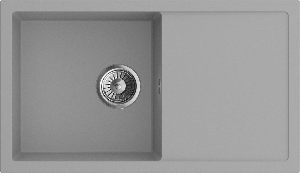Granitspüle -Spülbecken - Küchenspüle - 76 x 44cm - Beton/Grau - Einbauspüle - Hochwertige Qualität - Modernes Design - mit Siphon - ARIA 76