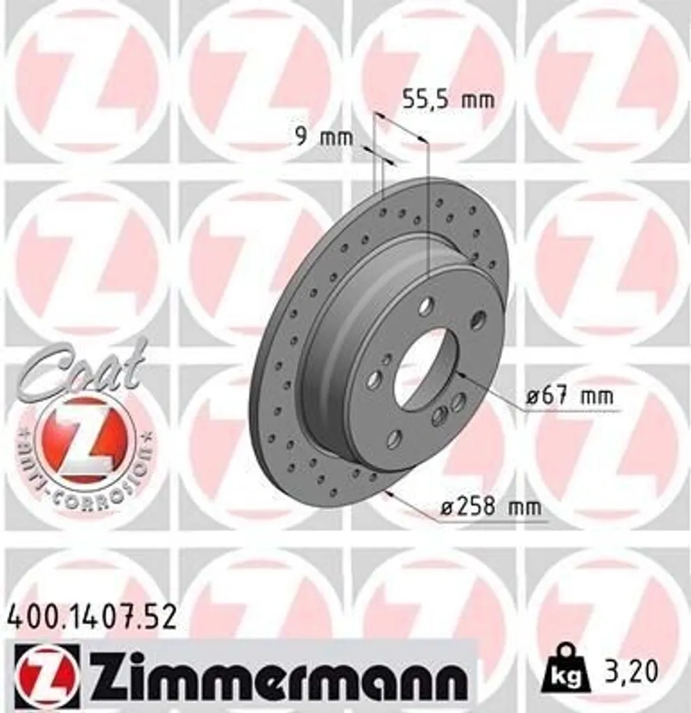 Disques Frein Zimmermann Sport Arrière Mercedes W124 W201 Anti-Corrosion