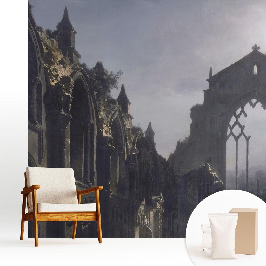 Fototapete - 250x250 cm - Tapete - Wandtapete - Wandbilder - Dekofolie - Tapete Folie - Wand - Dekoration - Wohnzimmer - gotische Ruinen