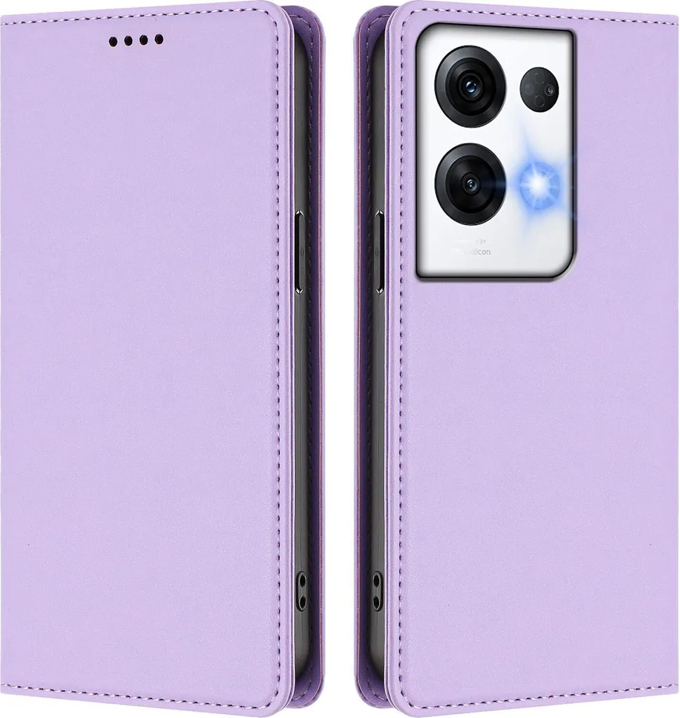 Custodia per Oppo Reno8 Pro 5G, Custodia magnetica antiurto con supporto in Finto cuoio Flip Cover Viola