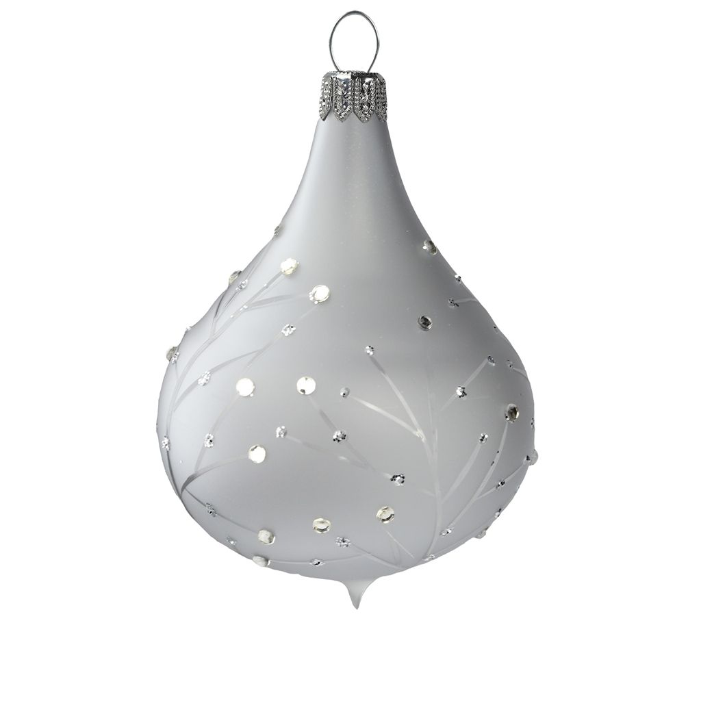 Goutte gris mat à décor délicat de brindilles