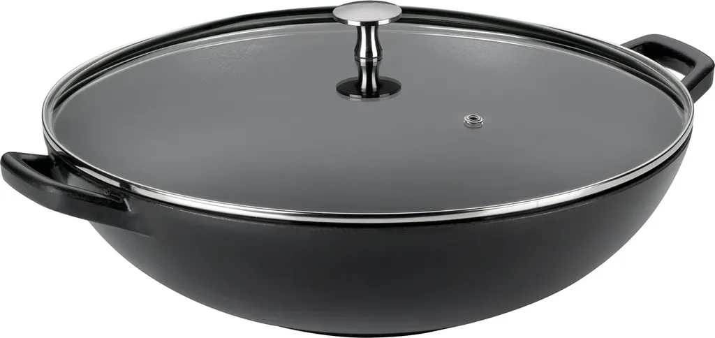 Wok in Ghisa Kela Calido 36cm Nero - Pentola 4 Litri per Tutti i Fuochi