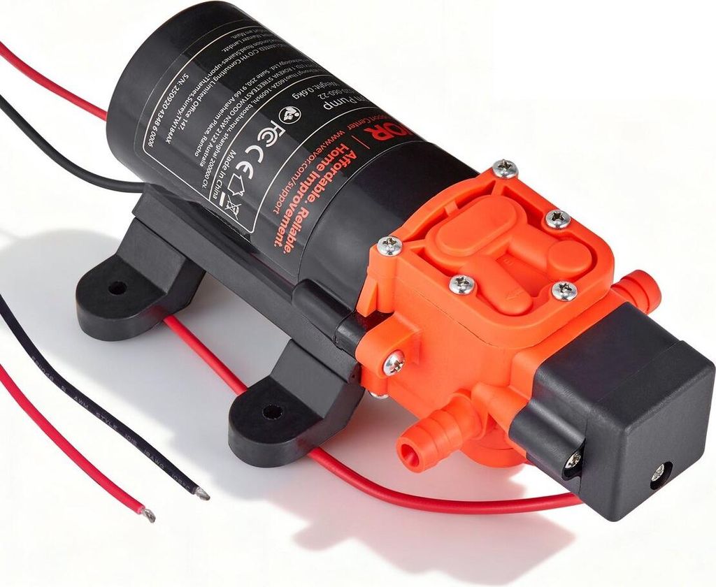 Water Pressure Pump, 12V DC 1.2 GPM (4.5 L/min), 2-Chamber Self-Priming Diaphragm Water Pump with 2 Hose Clamps, 80 PSI Max Pressure, Quiet Operati...