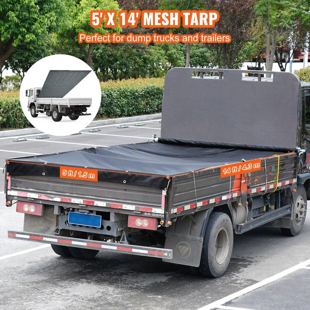 Bâche filet anti-déchirure pour sécuriser chargement camion benne 5x14 - 6