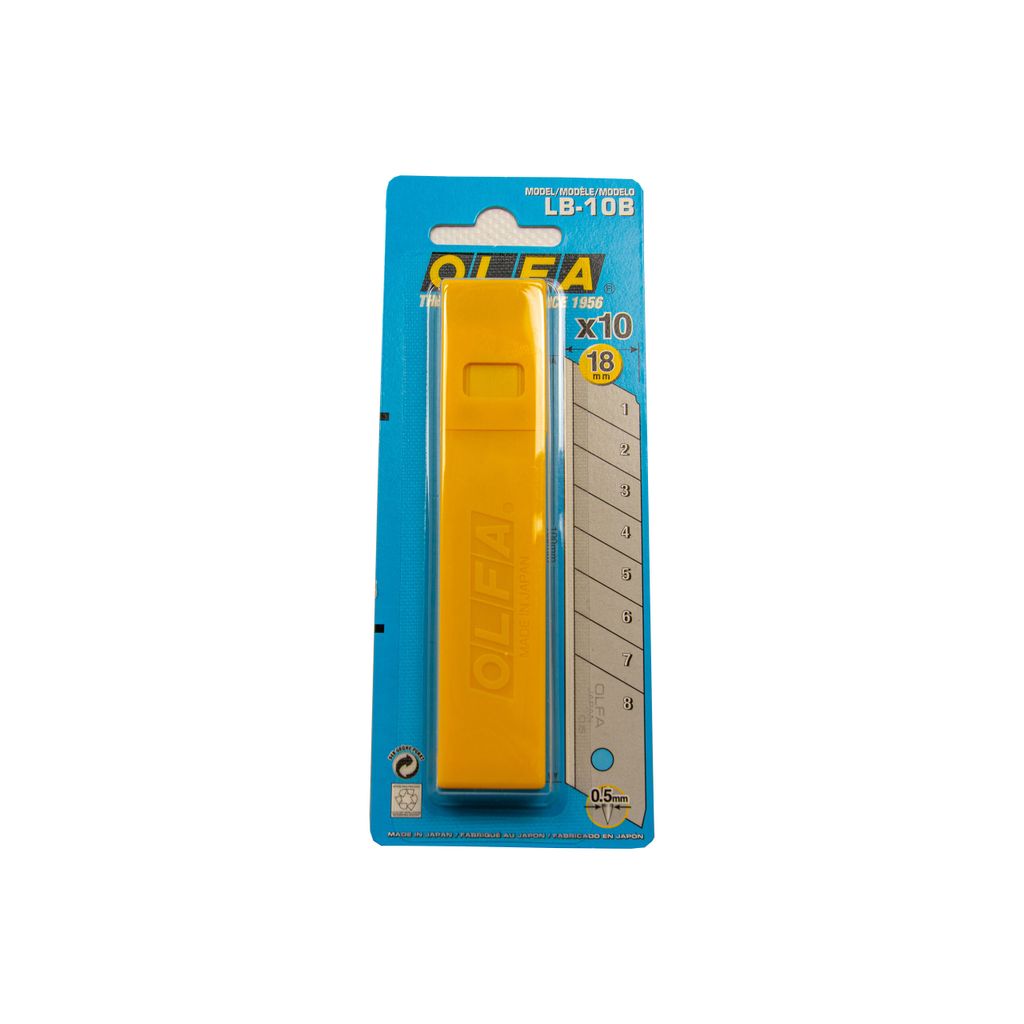 OLFA LB 10B 18mm 10 Klingen, Kunststoffbox in Blister Produktbild 