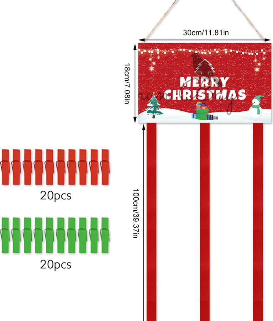 Weihnachtskartenhalter Filz Wand hängende Bilderhalter mit 40 Fotoklammern Bilderrahmen Collage Dekoration Weihnachtskarten Foto Papier Basteln