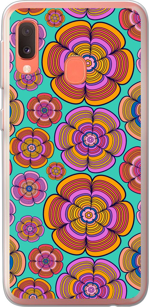 MuchoWow Handyhülle Schutzhülle Hülle für Telefoonhoesje Samsung Galaxy A20e Design - Flower Power - Farben Silikon Softcase Handy Hülle - A...