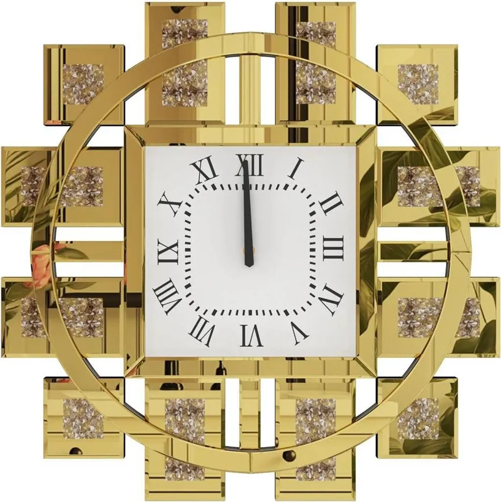 Horloge murale pour salon ou bureau silencieuse et dorée de 24 pouces