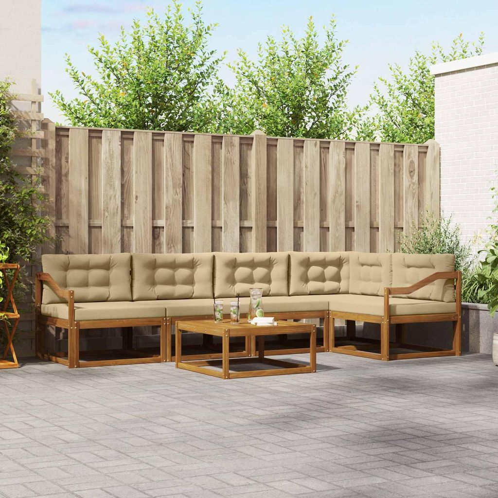 Outdoor-Sofagarnitur mit Kissen (6 pcs)- CLORIS - Natur und Beige - Gartensofas C115