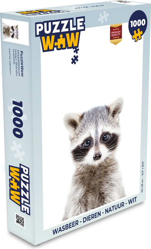 MuchoWow Puzzle 1000 Teile Waschbär - Tiere - Natur - Weiß - Spielzeug - Alt und Jung - Spiele - Puzzeln