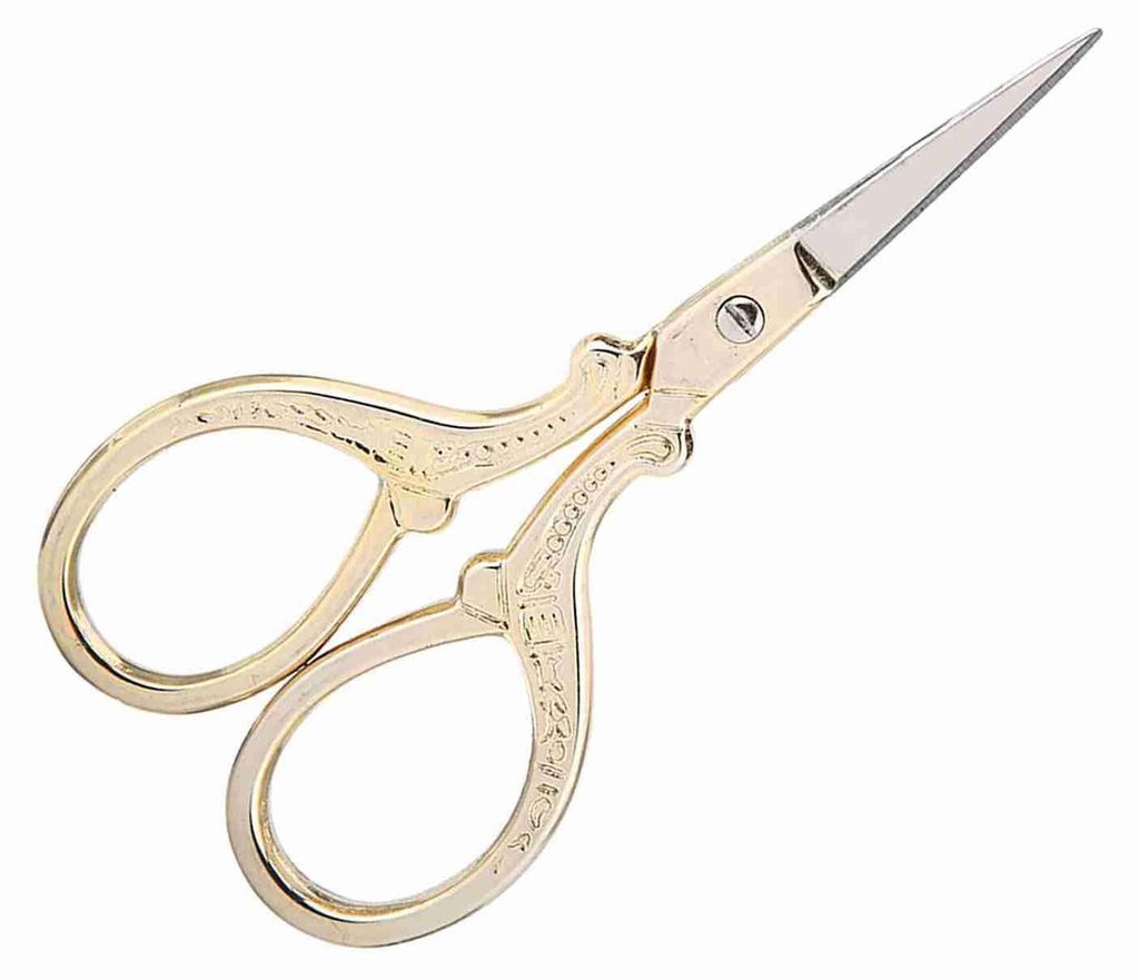 Vintage Bastelschere, Kreuzstichschere, kleine Kommode, Stickschere, Werkzeuge (gold)