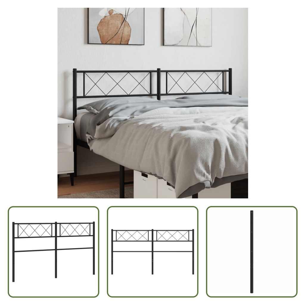 The Living Store Kopfteil Metall Schwarz 120 cm