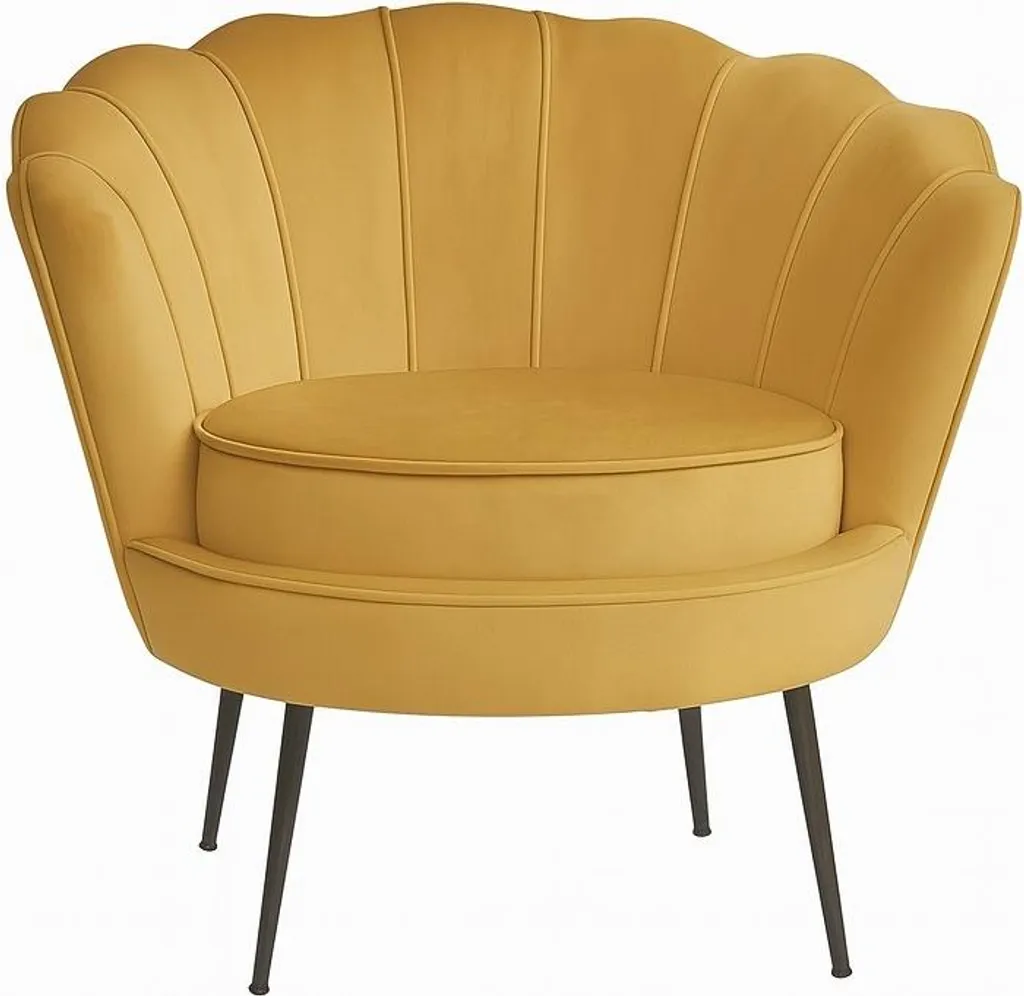 Fauteuil de salon jaune curry en velours doux - Fauteuil d'appoint chic