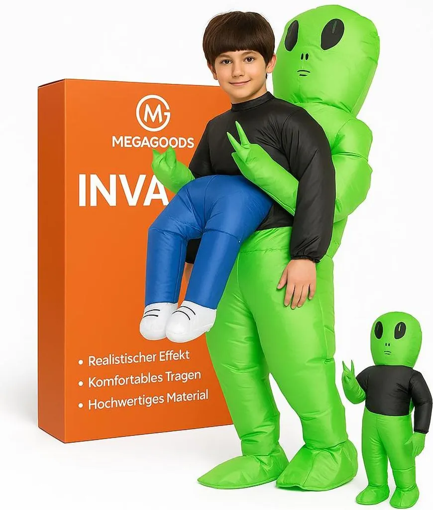 Déguisement Alien Gonflable ET Monstre Cosplay pour Enfants Vert