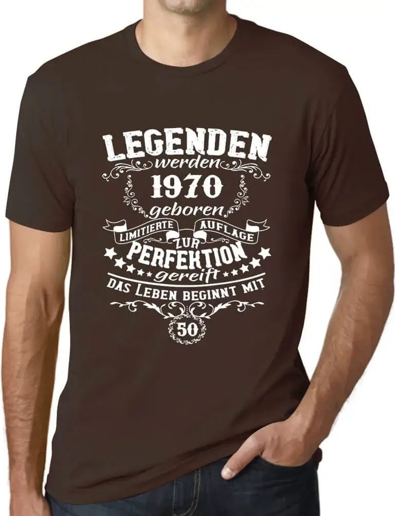 Herren Grafik T-Shirt Legende Zur Perfektion Gereift Öko-Verantwortlich Vintage Jahrgang Kurzarm Lustige Druck Geburtstag Geschenk Mann