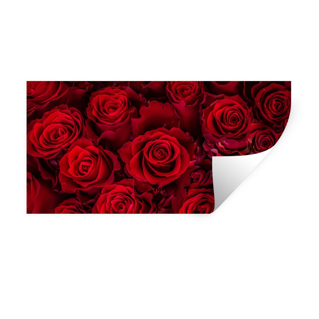 MuchoWow Wandtattoo Wandsticker Wandaufkleber Blumen - Rosen - Rot 160x80 cm Selbstklebend und Repositionierbar - Sticker - Dekorfolie