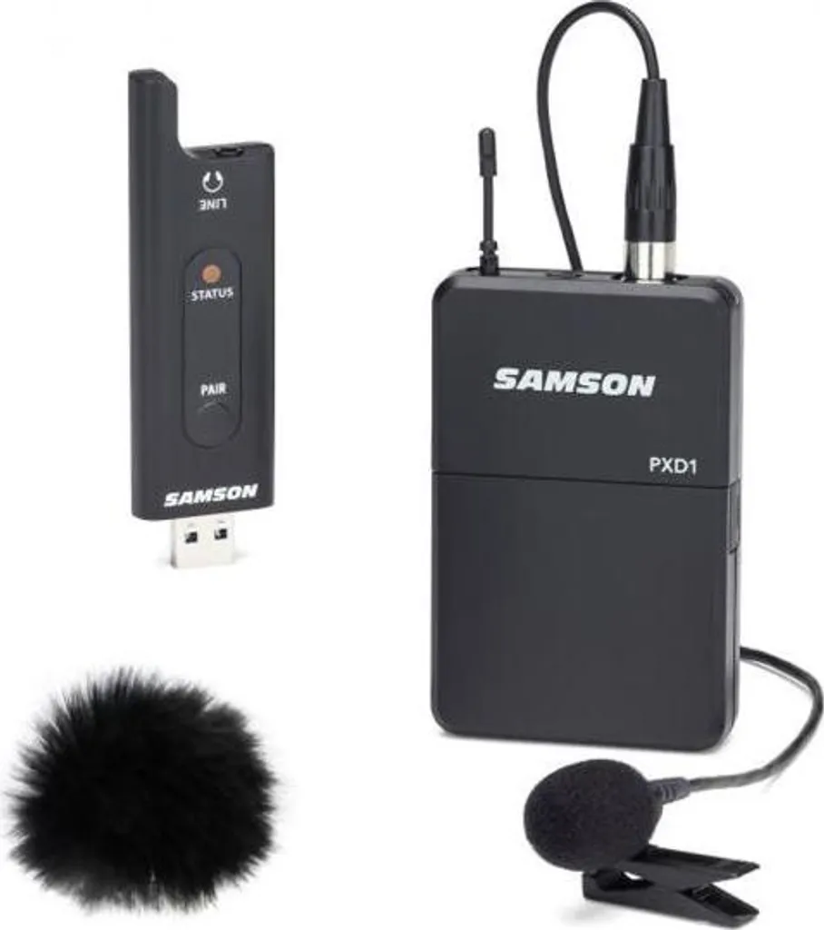 Microfono lavalier wireless Samson XPD2USB con schermo antivento