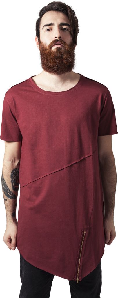 Urban Classics T-Shirt Long Open Edge Front Zip Tee Black-XS