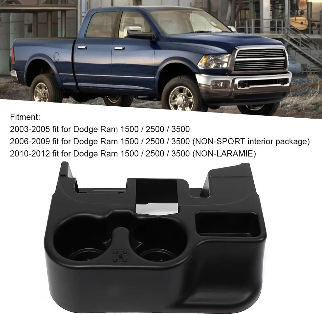 Support de gobelets console centrale pour Dodge RAM 1500 2500 03-12 Noir