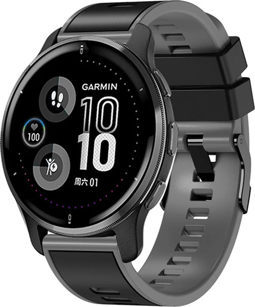 Cinturino Sportivo 22mm Silicone Bicolore Nero Grigio Smartwatch