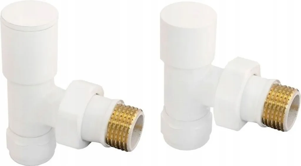 Robinetterie de radiateur d'angle blanc équerre pour circuit eau chaude