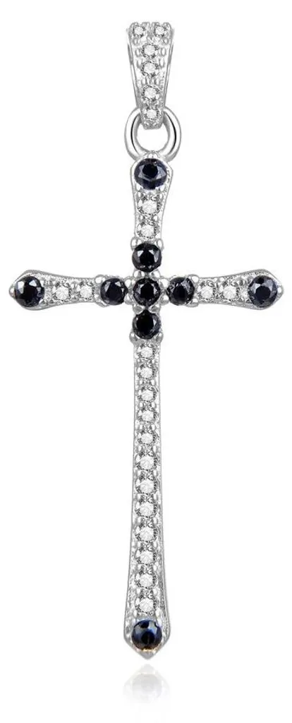 Croix en argent 925 et zircons brillants P0001241 - Finition Miroir